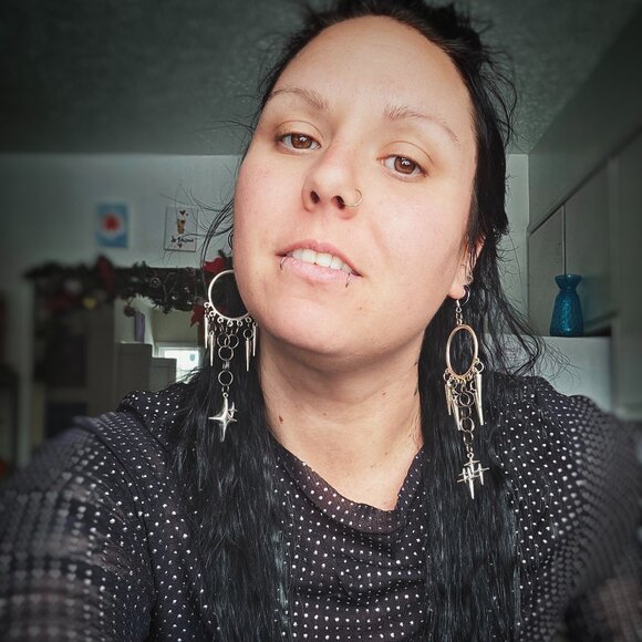 Handmade Jewelry - Bold Metal Spike Dangle Earrings With Star Pendants - Reclaim Power Over Anxiety